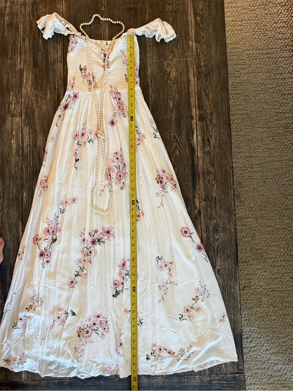 Plum Pretty Sugar Cream Maxi Dress with Pink Floral Print - Picture 9 of 10
